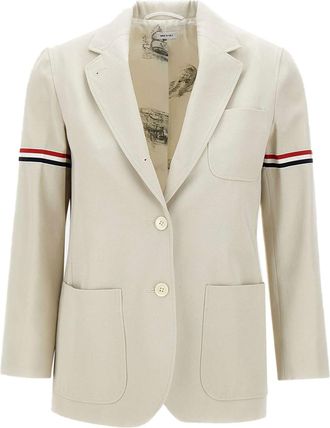Thom Browne Womens White Cotton Jacket - Ivory - Size EU 44 (Womens)