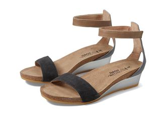 Naot Pixie Womens Sandals Oily Black Suede/Vintage Slate Leather/Khaki Beige Leather : EU 41 (US Womens 10) M
