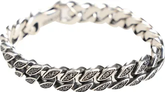 David Yurman Curb Chain Bracelet with Black Diamonds in Silver Metal