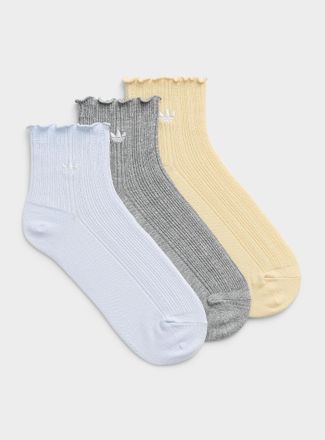 adidas Womens Ruffle trim pointelle-knit socks 3-pack