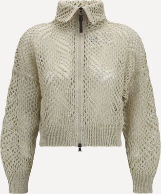 Brunello Cucinelli Open-knit Zip-up Cardigan Female M