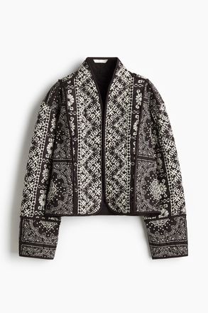 H&M Gesteppte Baumwolljacke - Schwarz/Gemustert