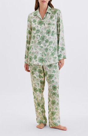 Papinelle Sleepwear Florence Cotton Sateen Pajamas in Tea Green at Nordstrom, Size X-Large