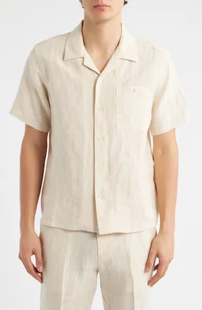 Percival Cuban Linen Camp Shirt in Cream at Nordstrom, Size Xx-Large