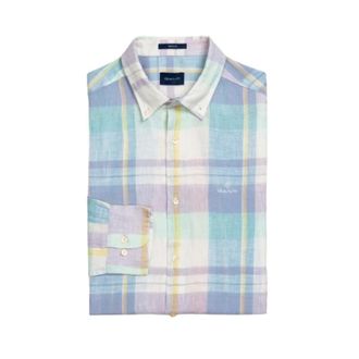 GANT Linnen Overhemd met Ruitdessin - Heren - Casual Overhemden - Veelkleurig - M - Linnen - Overhemden