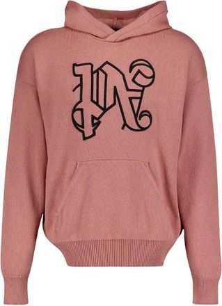 Palm Angels Monogram Gebreide Hoodie - Dames - Hoodies - Roze - L - Wol - Hoodies & sweatvesten
