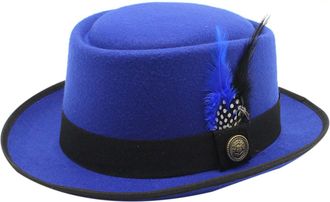 Generic 2025 Oktoberfest Unisex Wool Fedora Hat Traditional Bavarian Style with Feather for Oktoberfest and Outdoor Festivities Party Outfit (Blue, One Size)