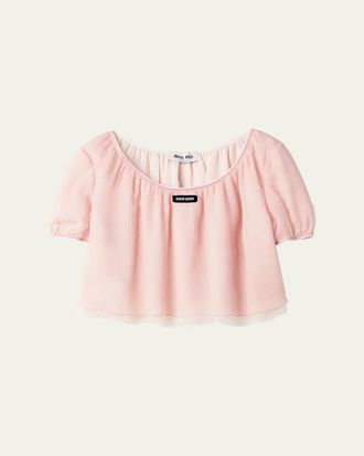 Miu Miu Layered Crinkle Silk Crop Top