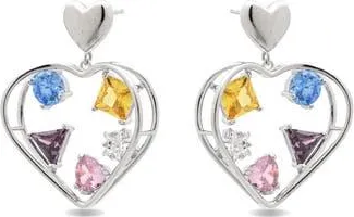 Eye Candy Los Angeles Leona Cubic Zirconia Heart Drop Earrings in Gold at Nordstrom Rack