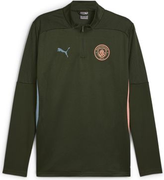 Puma Manchester City Mens 1/4 Zip Training Top, Myrtle Bold Blue Green, L