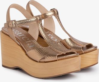 Pedro Garcia Metallic leather wedge sandal | Domiel | Fall winter 25 | PEDRO GARCIA