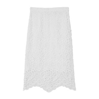 Burberry Rokken, Dames, Wit, 2Xs, Katoen, Witte Macramé-Kanten Kokerrok