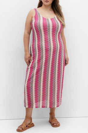 City Chic Leilani Stripe Midi Dress in Sunset Stripe at Nordstrom