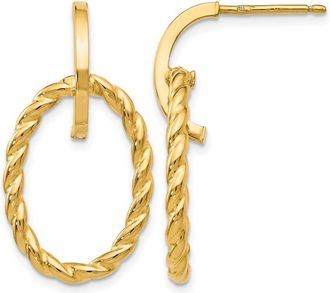 Diamond2Deal 14K Yellow Gold Twisted Drop Dangle Earrings