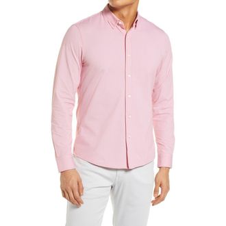 Rhone Commuter Herringbone Button-Up Shirt in Red/White Herringbone at Nordstrom, Size Small