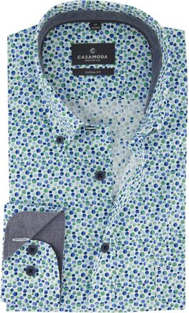 Casamoda Geprint overhemd Casa Moda blauw groen casual fit lange mouw