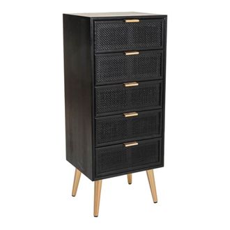 Wanderlust Deco Sinfonier de madera y rejilla lacado negro 42x36,5x100,5