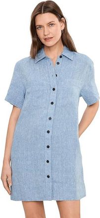 Madewell Relaxed Mini Shirtdress in 100% Linen Womens Dress Sunfaded Blue : XL (Womens 14-16)