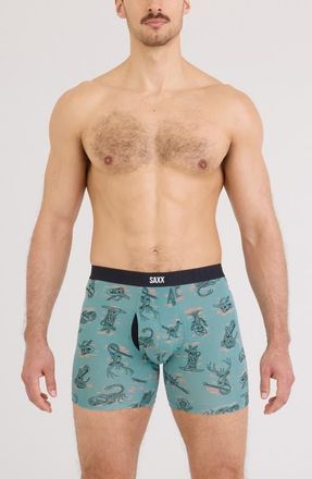 Saxx Vibe Xtra Soft Comfort Boxer Briefs in Western Weird- Teal at Nordstrom, Size Xx-Large
