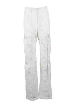 Msgm Cotton Polyamide Trousers - White