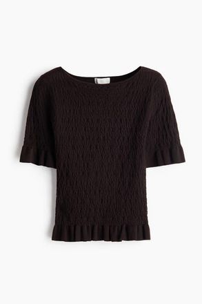 H&M Textured-knit Top in Dark Brown at Nordstrom, Size X-Small