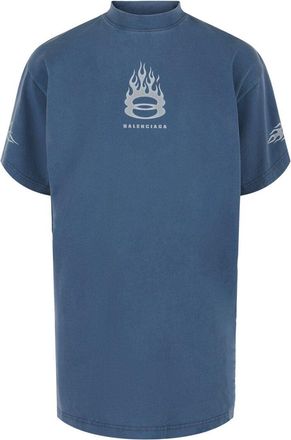 Balenciaga Burning Unity Oversized T-Shirt Blue