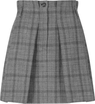 Tela Grey Wool A-Line Plaid Mini Skirt