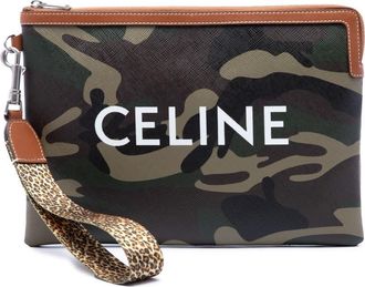 Celine Pre-owned Celine Small Camouflage Coated Canvas Pouch with Strap Unisex 4TW9H8LR81BJQ867