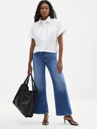 Paige Womens Anessa medium-indigo jean Fit: Wide leg, high rise