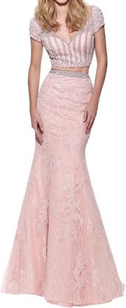Sherri Hill Lace Mermaid Prom Dress In Blush