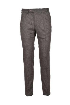 Digel Tailored Brown Trousers with Textured Finish and Straight Leg Design