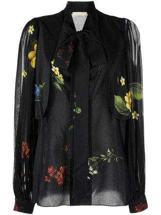 Elie Saab Camicia a fiori - Nero