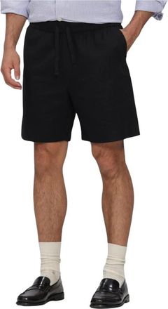 Woodbird Korte Broeken, Heren, Zwart, L, Linnen, Heren Broeken Wbbommy Linen Shorts