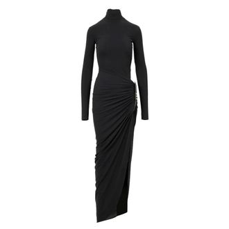 Amazu&igrave;n Adriene Maxi Jurk - Dames - Maxi kleedjes - Zwart - ONE Size - Leer - Kleedjes