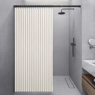 OEM Cortina De Ducha Plegable Impermeable De 150x200cm - Antimoho Con Aspecto De Lino - Cierre Magn&eacute;tico - Beige