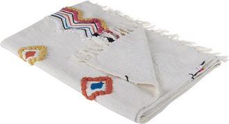 Beliani Manta De Algod&oacute;n Multicolor 130 X 180 Cm Hecho A Mano Patr&oacute;n Borlas Morena