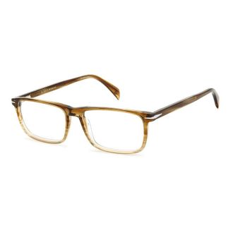 David Beckham Eyeglasses Rectangle Full Rim, Striped Brown Beige Frame And Clear Demo Lenses Lens Db101902Zr00