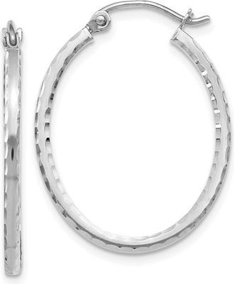 Diamond2Deal 10K White Gold Round Hinged Hoop Earrings
