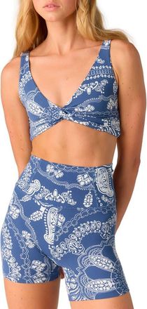 Free People FP Movement Never Better Twist Crop Top in Blue Indigo Bandana at Nordstrom, Size X-Small