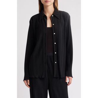 Rails Plissé Button-Up Shirt in Jet at Nordstrom Rack, Size X-Small