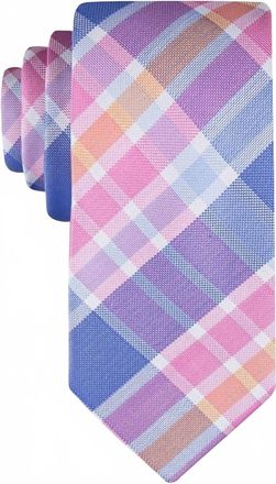 Tommy Hilfiger Mens Festive Plaid Tie In Pink