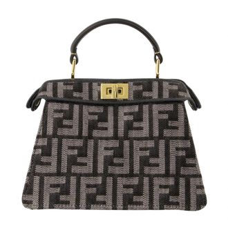 Fendi Nano Peekaboo - Dames - Handtassen - Grijs - ONE Size - Denim - Tassen