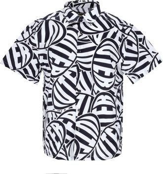 Iuter Hongerige Witte Korte Mouw Shirt - Heren - Korte mouwen Overhemden - Zwart - S - Katoen - Overhemden