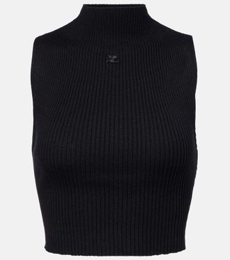 Courrèges Ribbed cotton and wool tank top