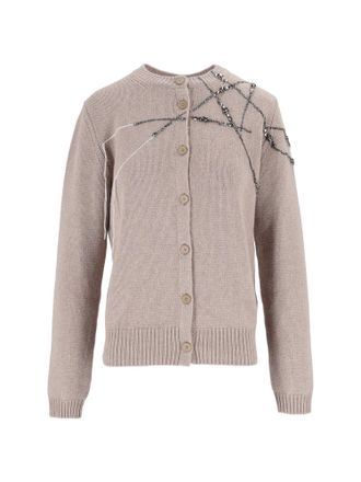 Fabiana Filippi Mocha Strass Embroidered Cardigan