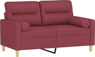 vidaXL Sof&aacute; De 2 Plazas Con Cojines Tela Rojo Tinto 120 Cm Vidaxl