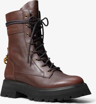 Michael Kors Caleb Burnished Leather Combat Boot