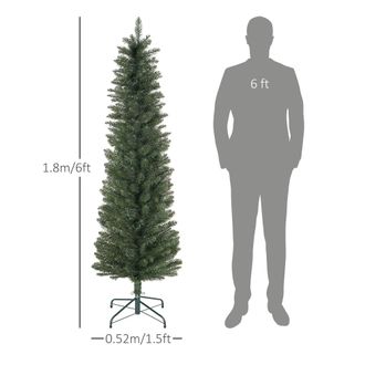 HOMCOM Artificial Pencil Christmas Tree With Branches - Green - 52cm x 52cm x 180cm | TJ Hughes