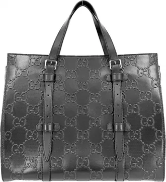 Gucci Black Leather Handbag Tote Bag (Pre-Owned)