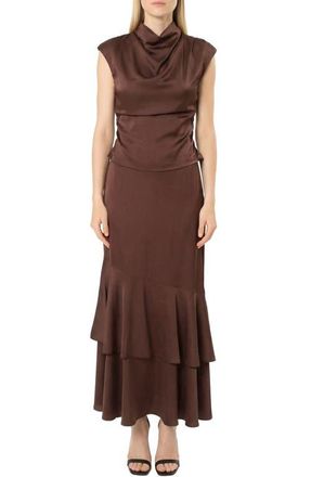 Area Stars Solid Tulip Hem Skirt in Brown at Nordstrom, Size Medium